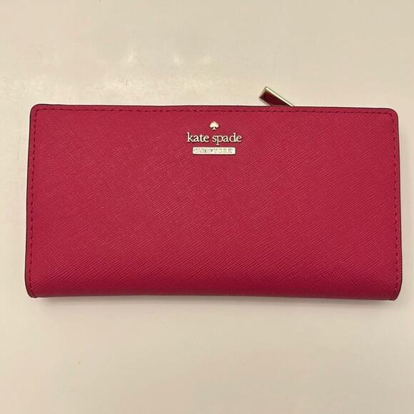 Kate Spade Cameron Saffiano Leather BiFold Rosso Red Wallet - Picture 8 of 8